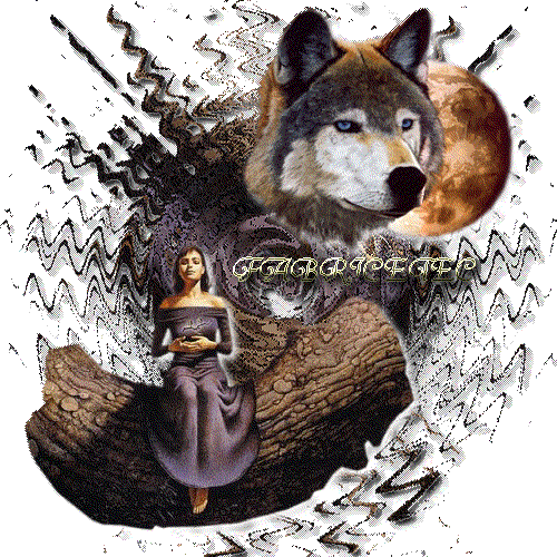 Femme et son loup aux yeux bleus